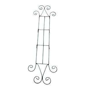 VINTAGE Wrought Iron Wall Plate Display Rack for 4 Plates Black Brown Metal 4 Ft